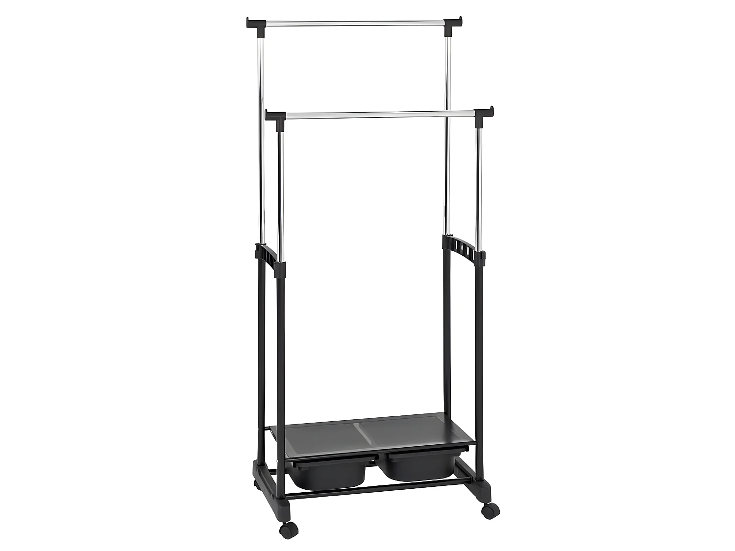 Portant à Vêtements "2 Tringles" 160cm Noir & Chromé