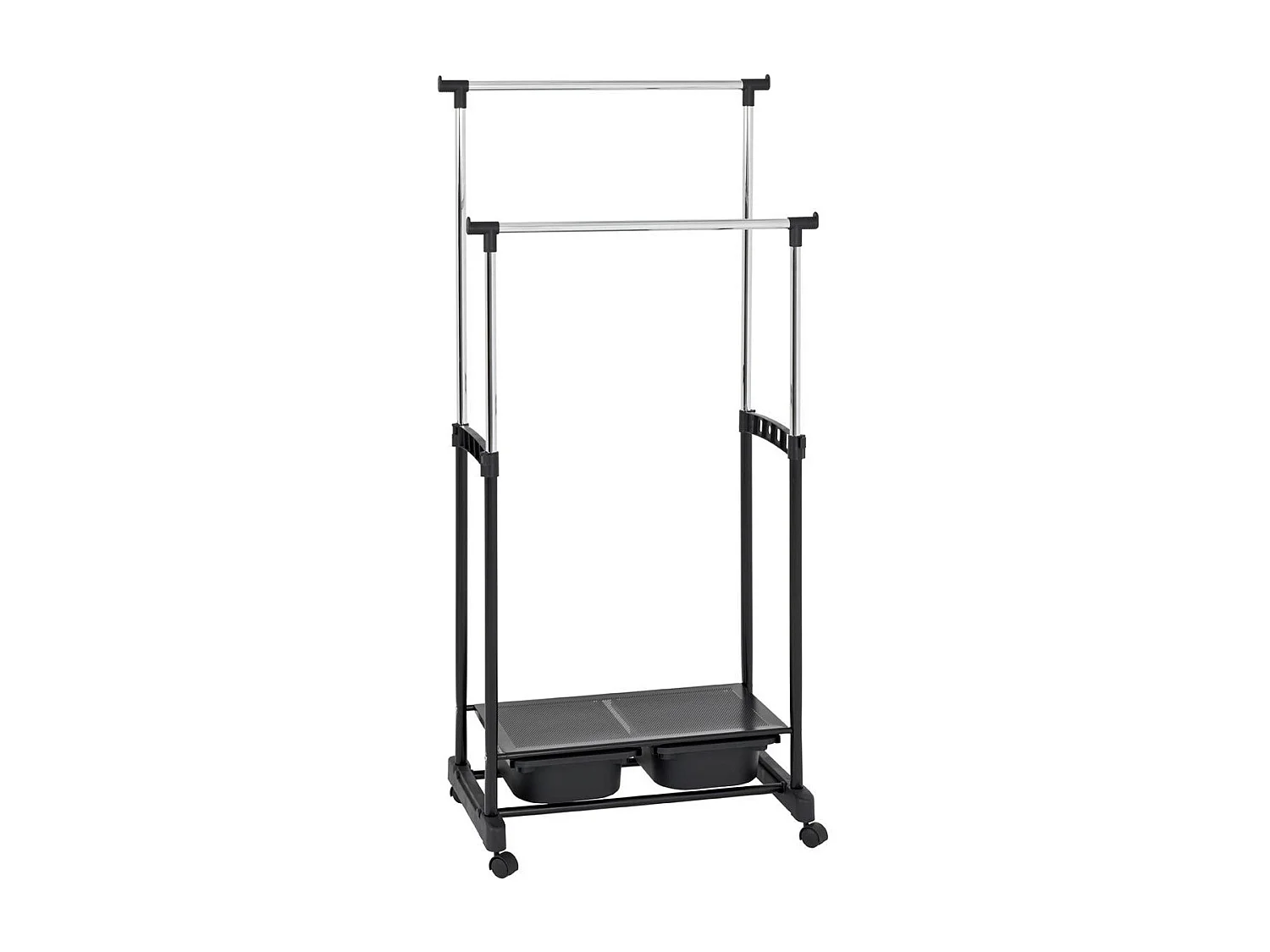 Portant à Vêtements "2 Tringles" 160cm Noir & Chromé