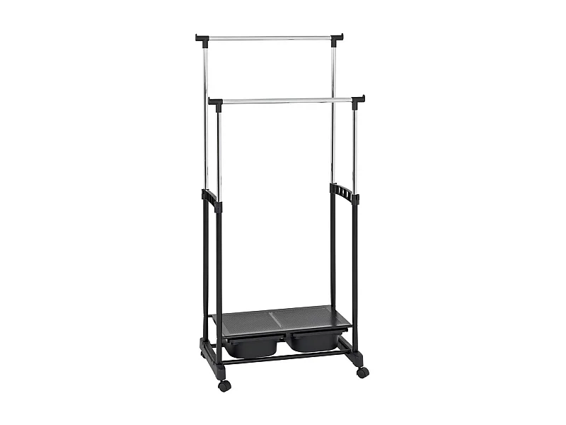 Portant à Vêtements "2 Tringles" 160cm Noir & Chromé