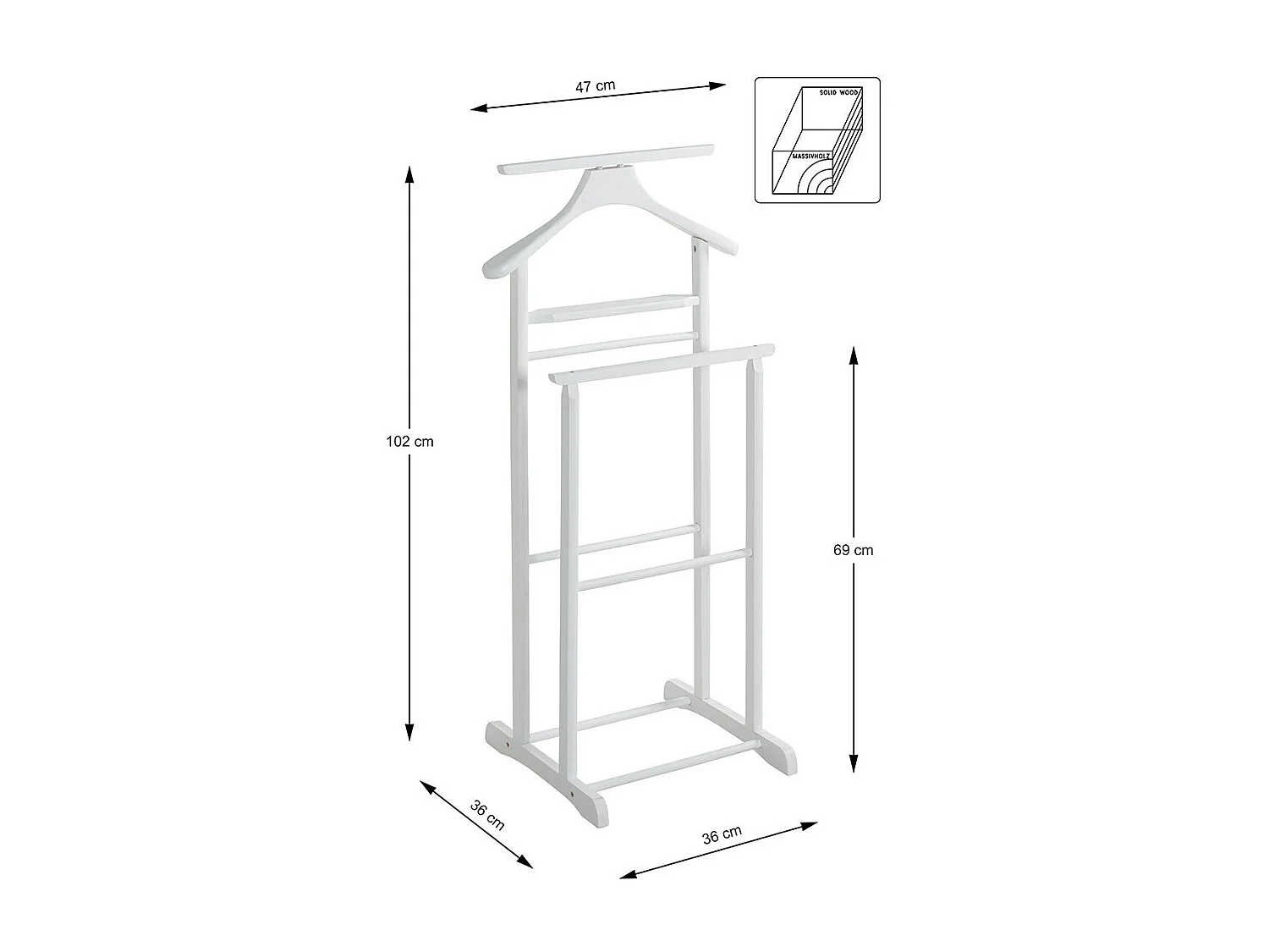 Valet en bois massif - H102 cm