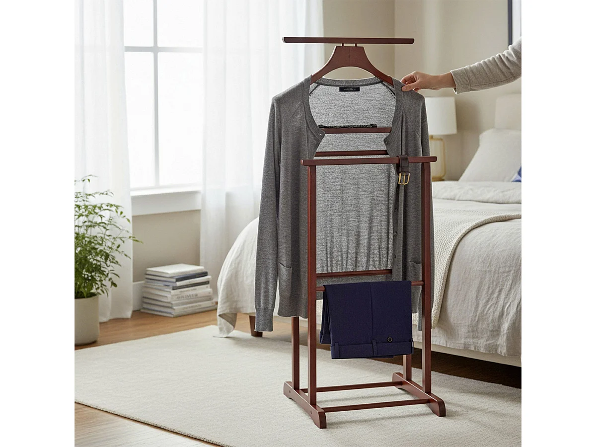 Valet de Chambre en Bois "Veoh" 102cm Cerisier