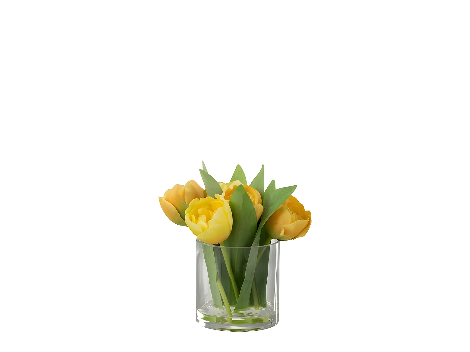 Fleur Artificielle & Vase "Tulipes" 19cm Jaune