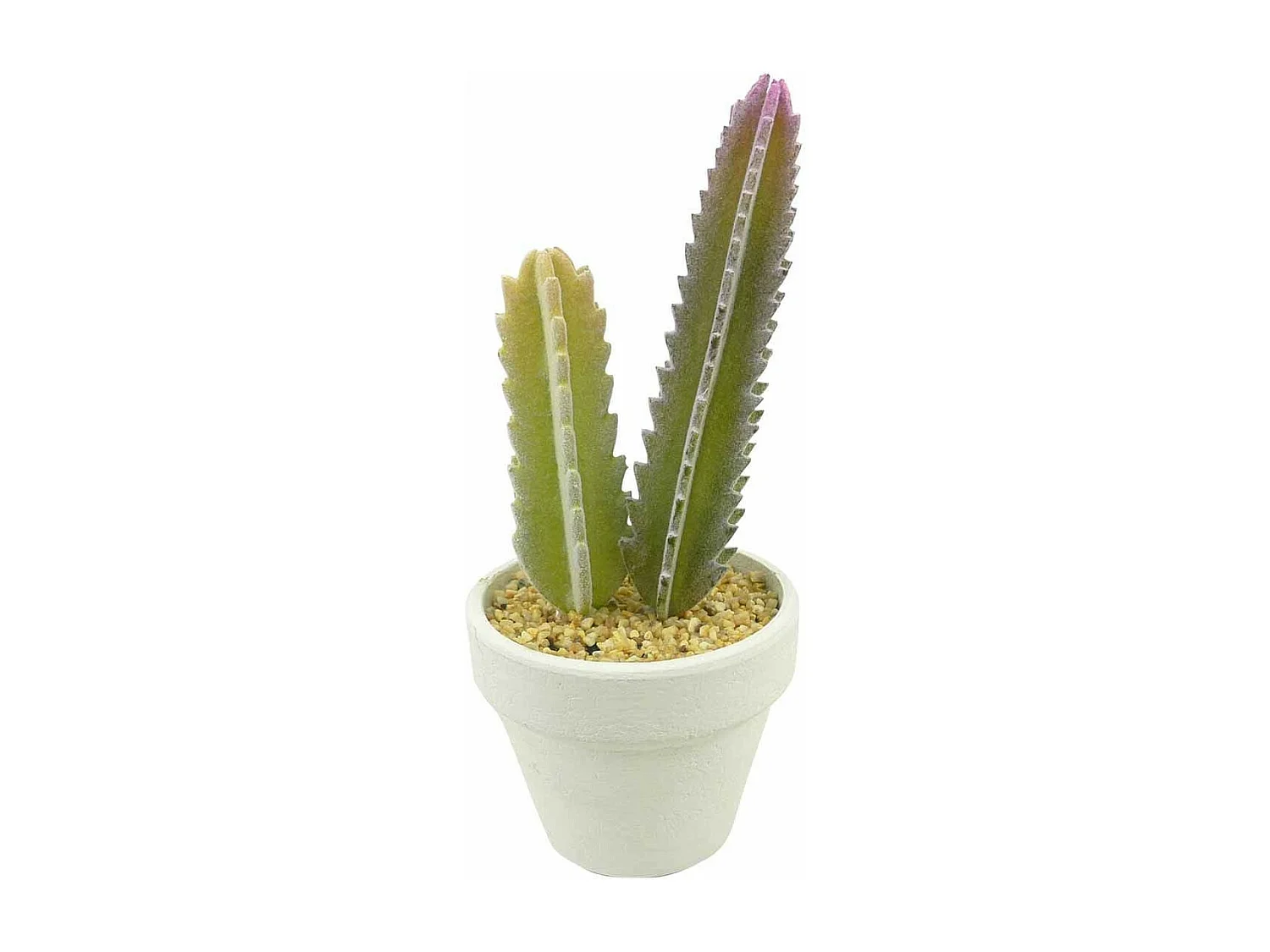 Plante Artificielle en Pot 1 Tige "Cactus" 22cm Blanc