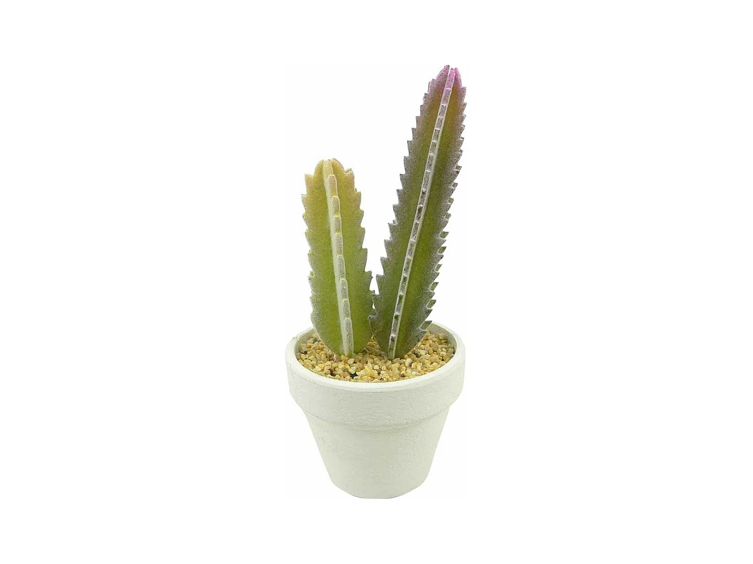 Plante Artificielle en Pot 1 Tige "Cactus" 22cm Blanc