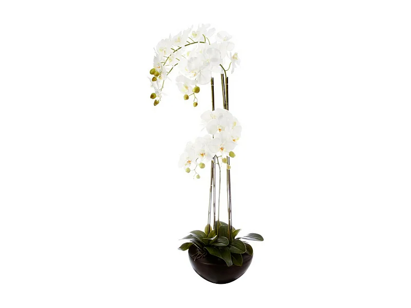Fleur Artificielle en Pot "Orchidée" 115cm Blanc