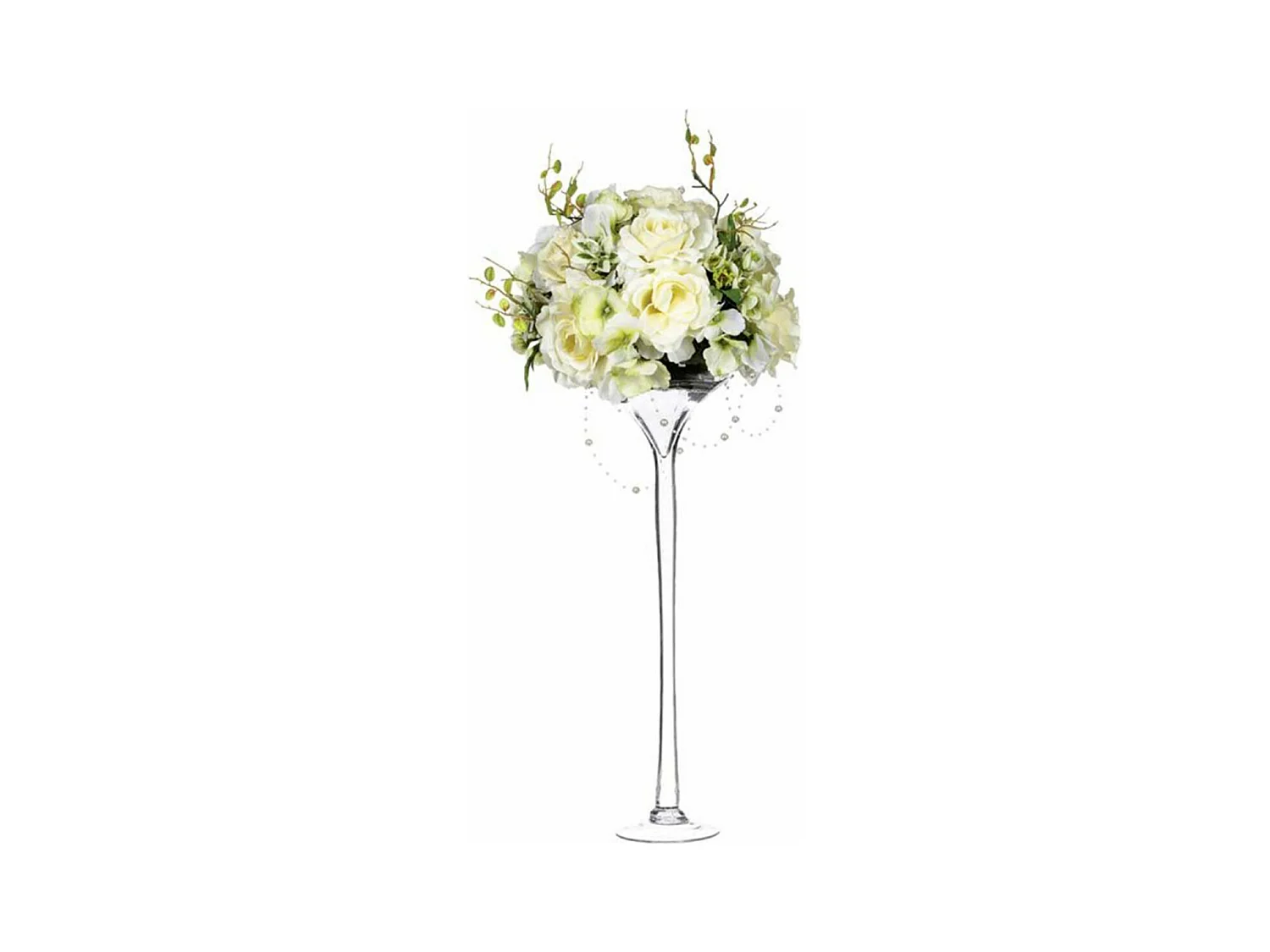 Composition Florale "Rose" 64cm Blanc