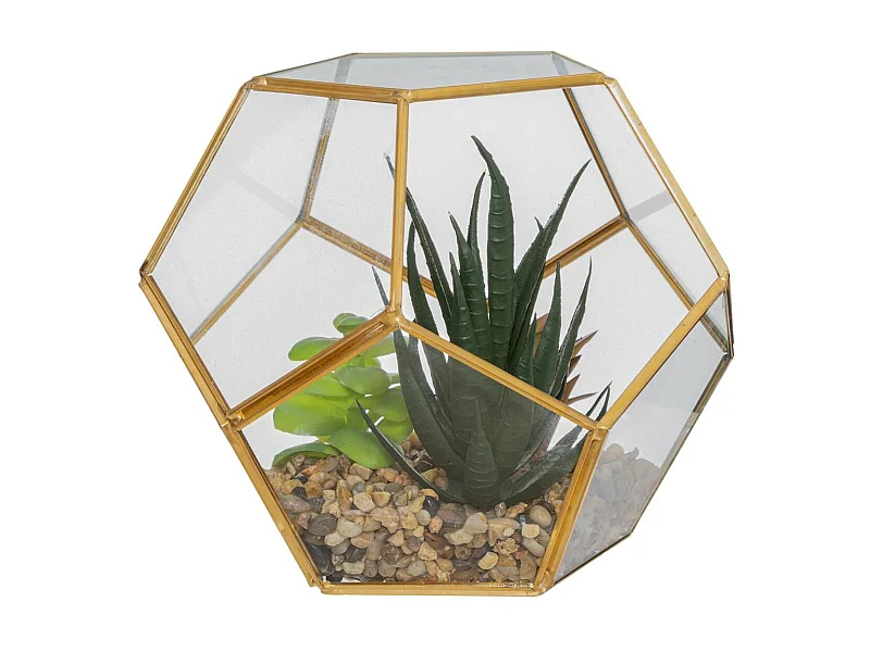 Plante Artificielle & Terrarium Déco "Julie" 17cm Or