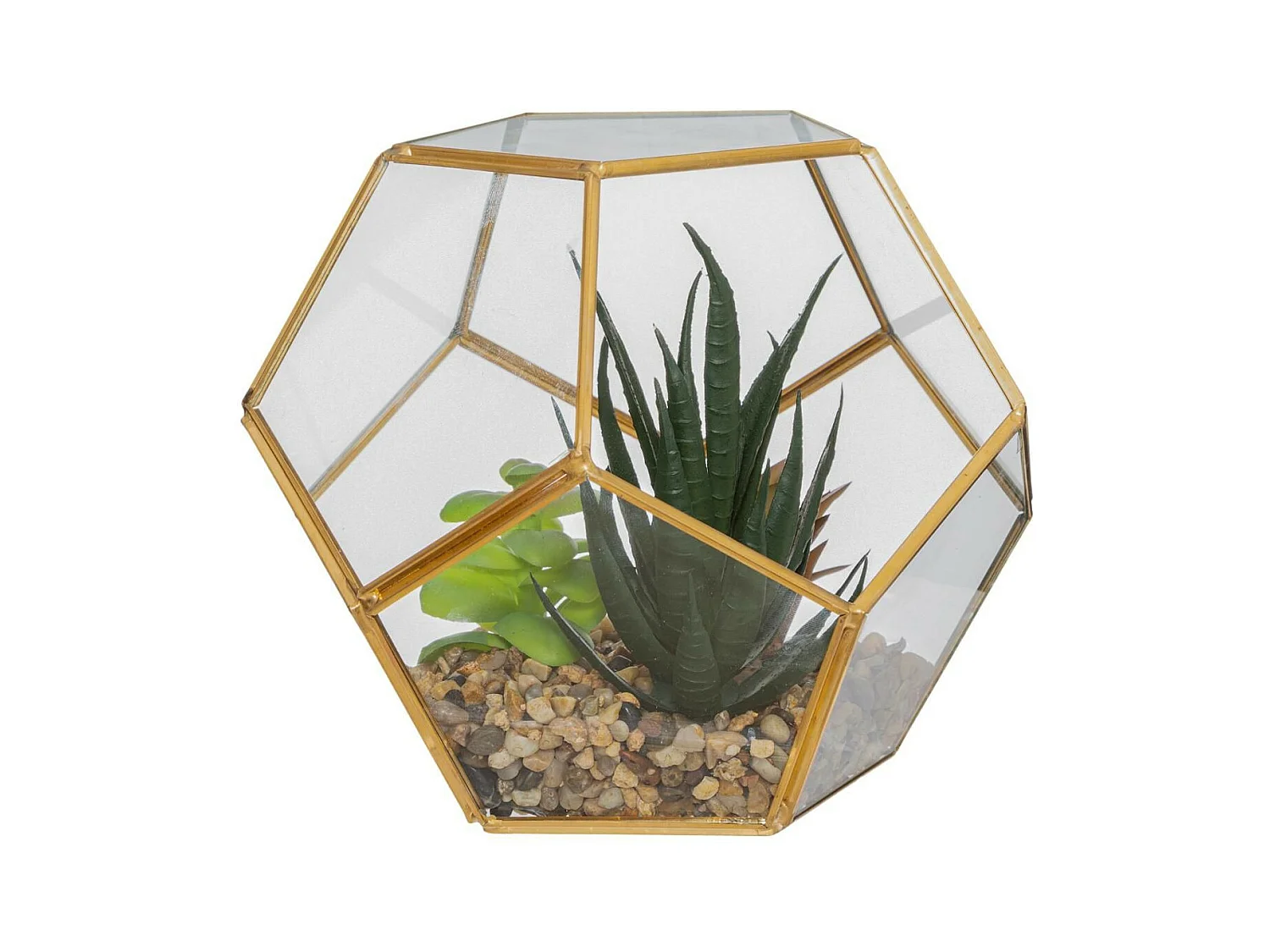 Plante Artificielle & Terrarium Déco "Julie" 17cm Or