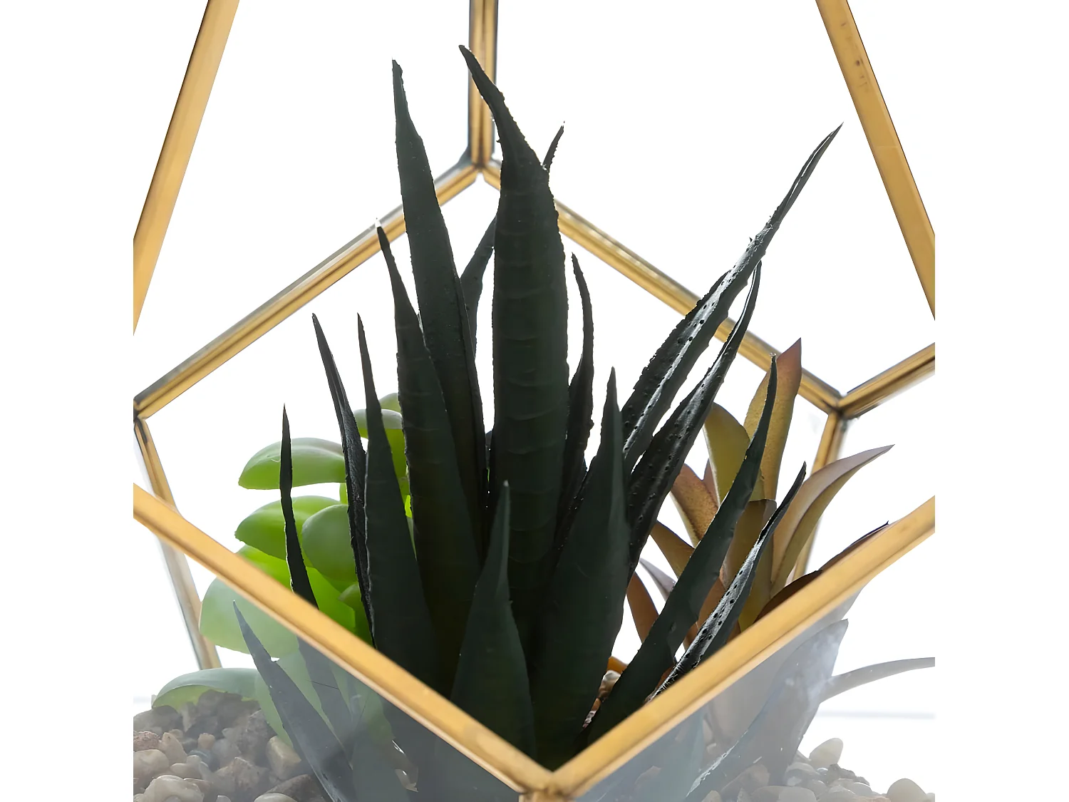 Plante Artificielle & Terrarium Déco "Julie" 17cm Or