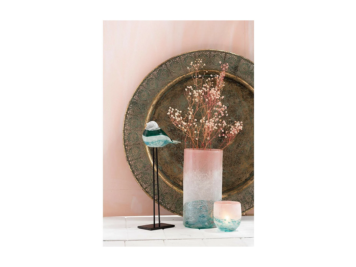 Bouquet de Fleurs "Gypsophile Séché" 84cm Rose