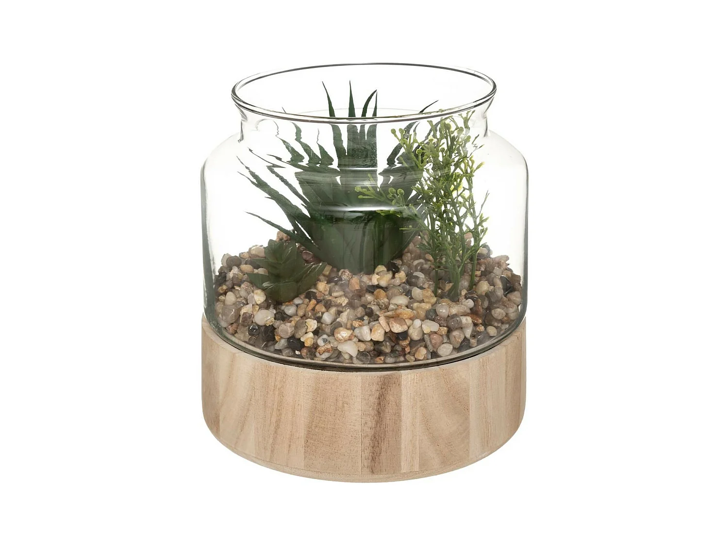 Terrarium en Verre & Bois "Brito" 17cm Transparent