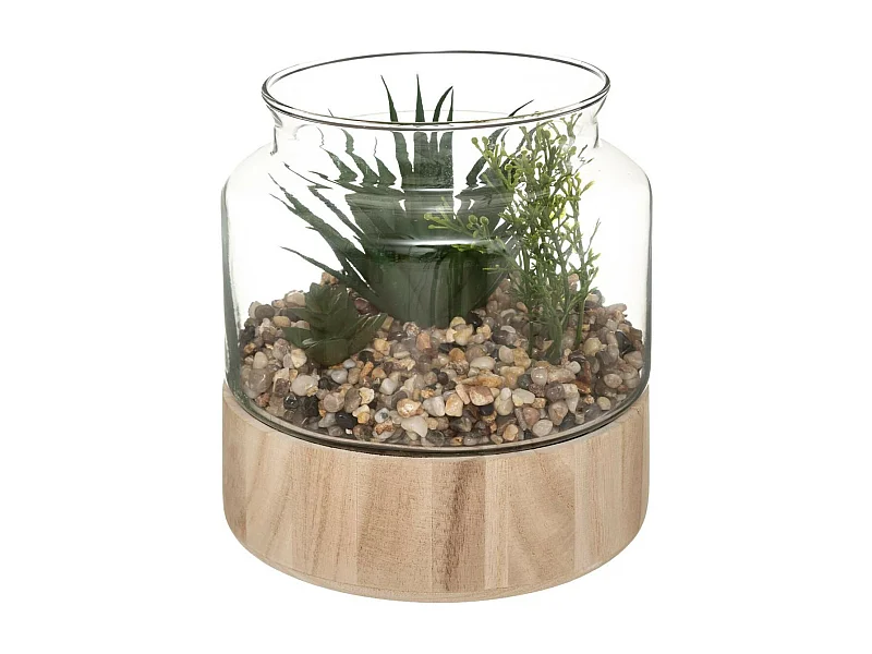 Terrarium en Verre & Bois "Brito" 17cm Transparent