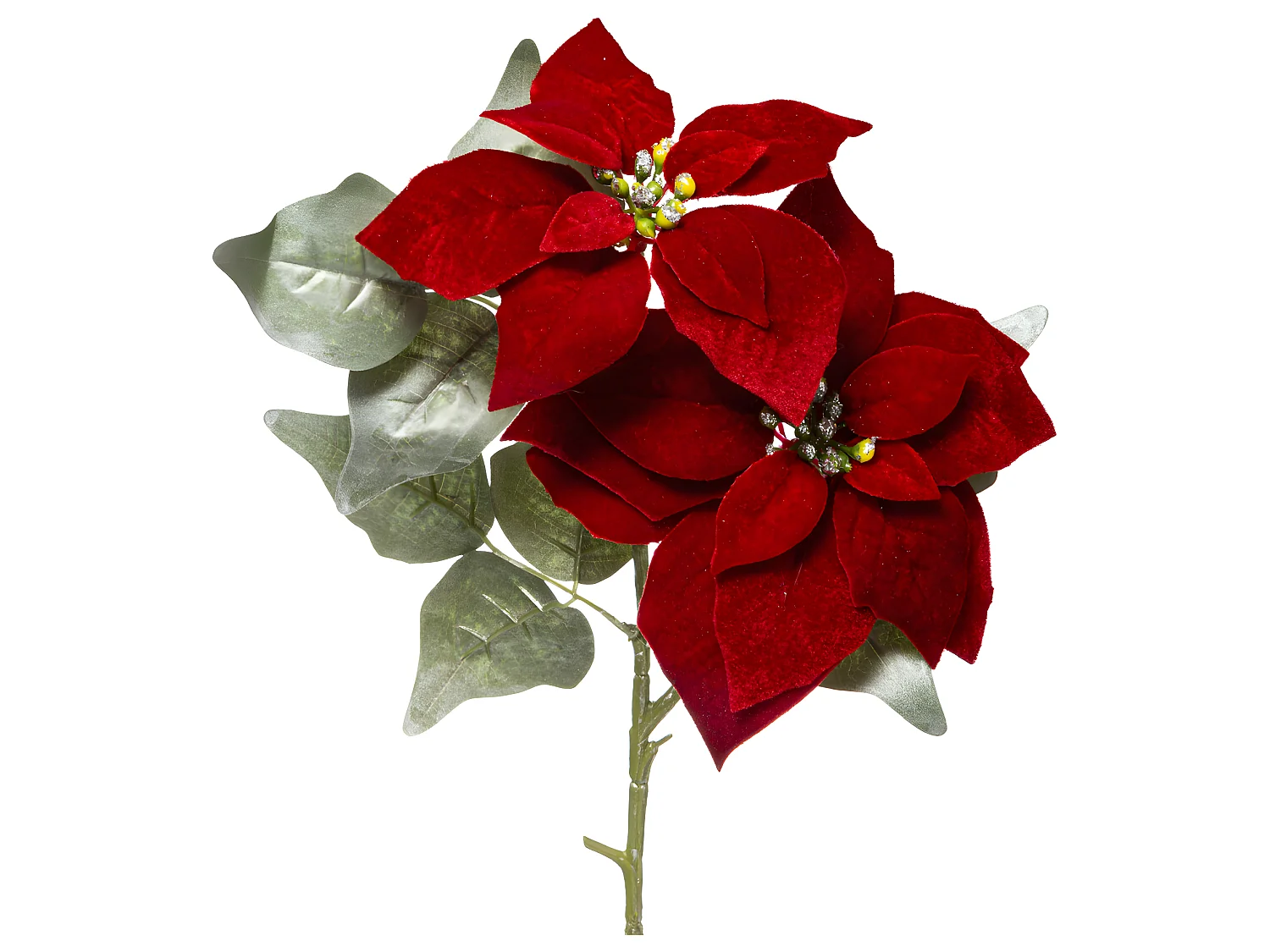 Branche de Fleur Poinsettia "Soir" 75cm Rouge