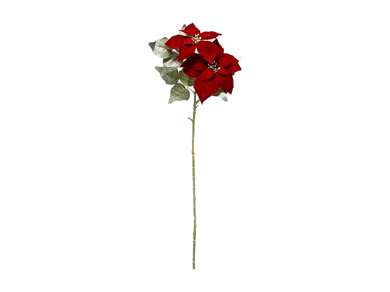 Branche de Fleur Poinsettia "Soir" 75cm Rouge
