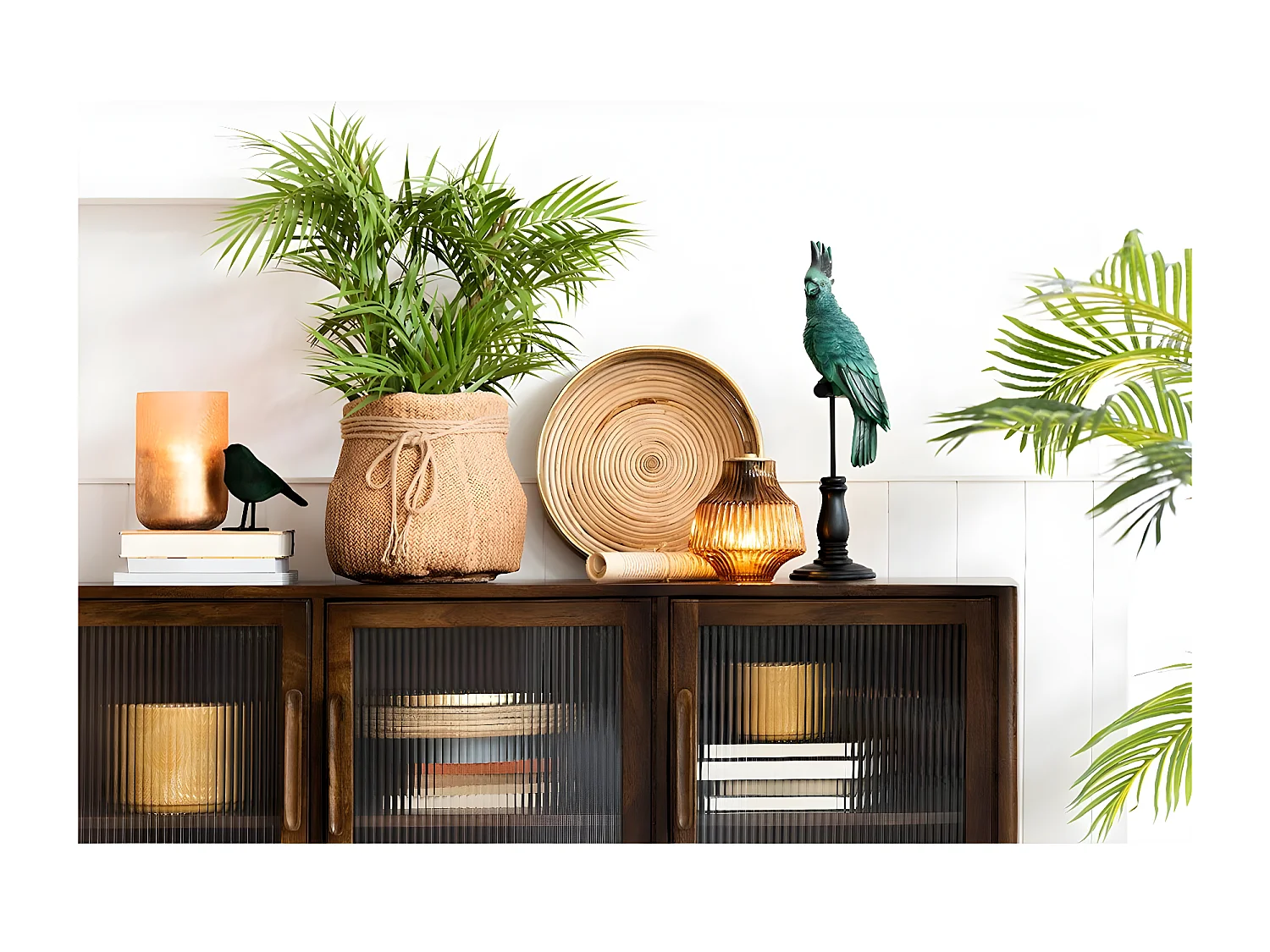 Plante Artificielle "Palmier en Pot" 84cm Vert