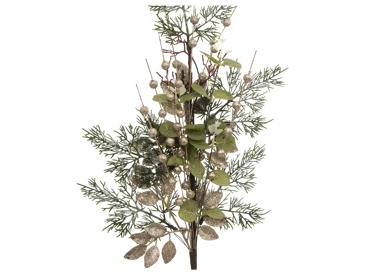 Branche de Feuilles "Marron Glacé" 75cm Vert & Beige