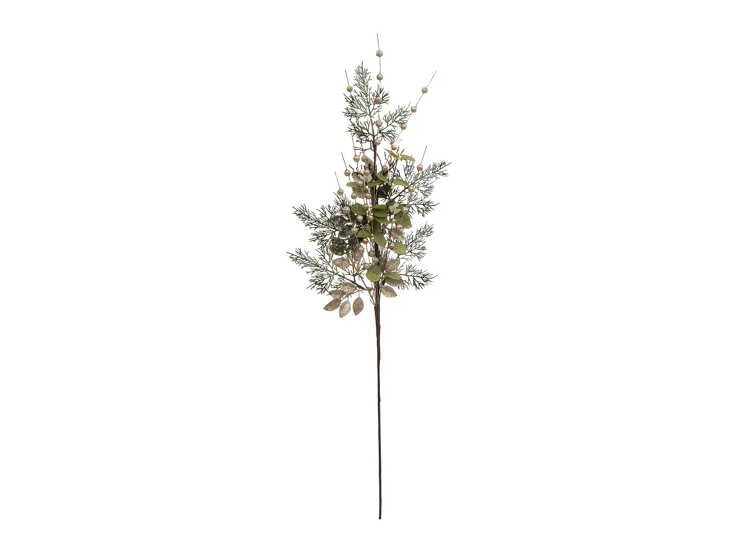 Branche de Feuilles "Marron Glacé" 75cm Vert & Beige