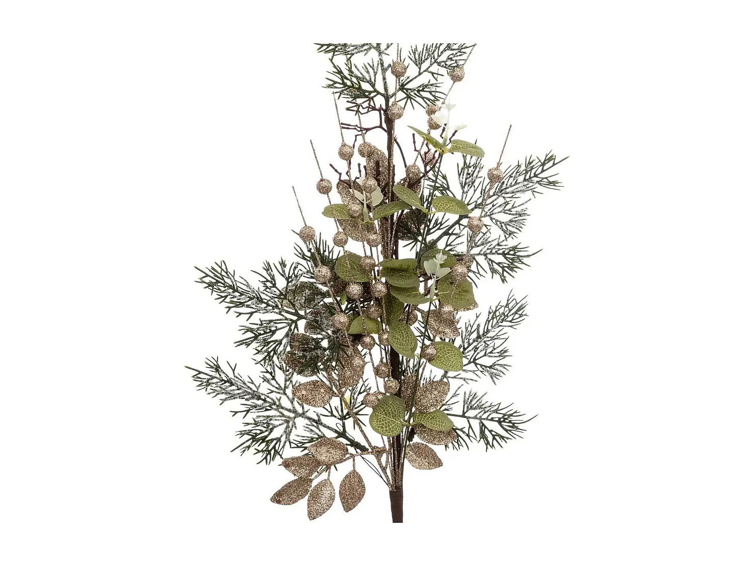 Branche de Feuilles "Marron Glacé" 75cm Vert & Beige