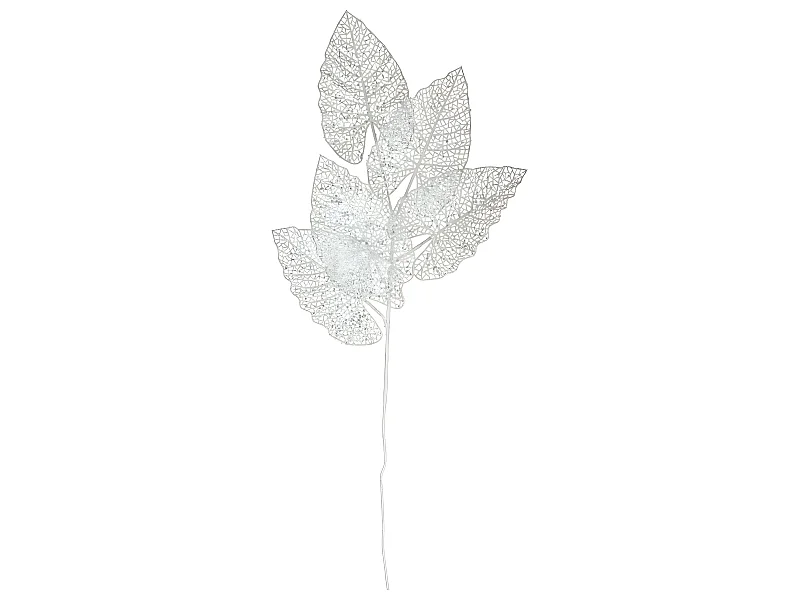 Branche de 5 Feuilles Déco "Souffle Polaire" 84cm Blanc
