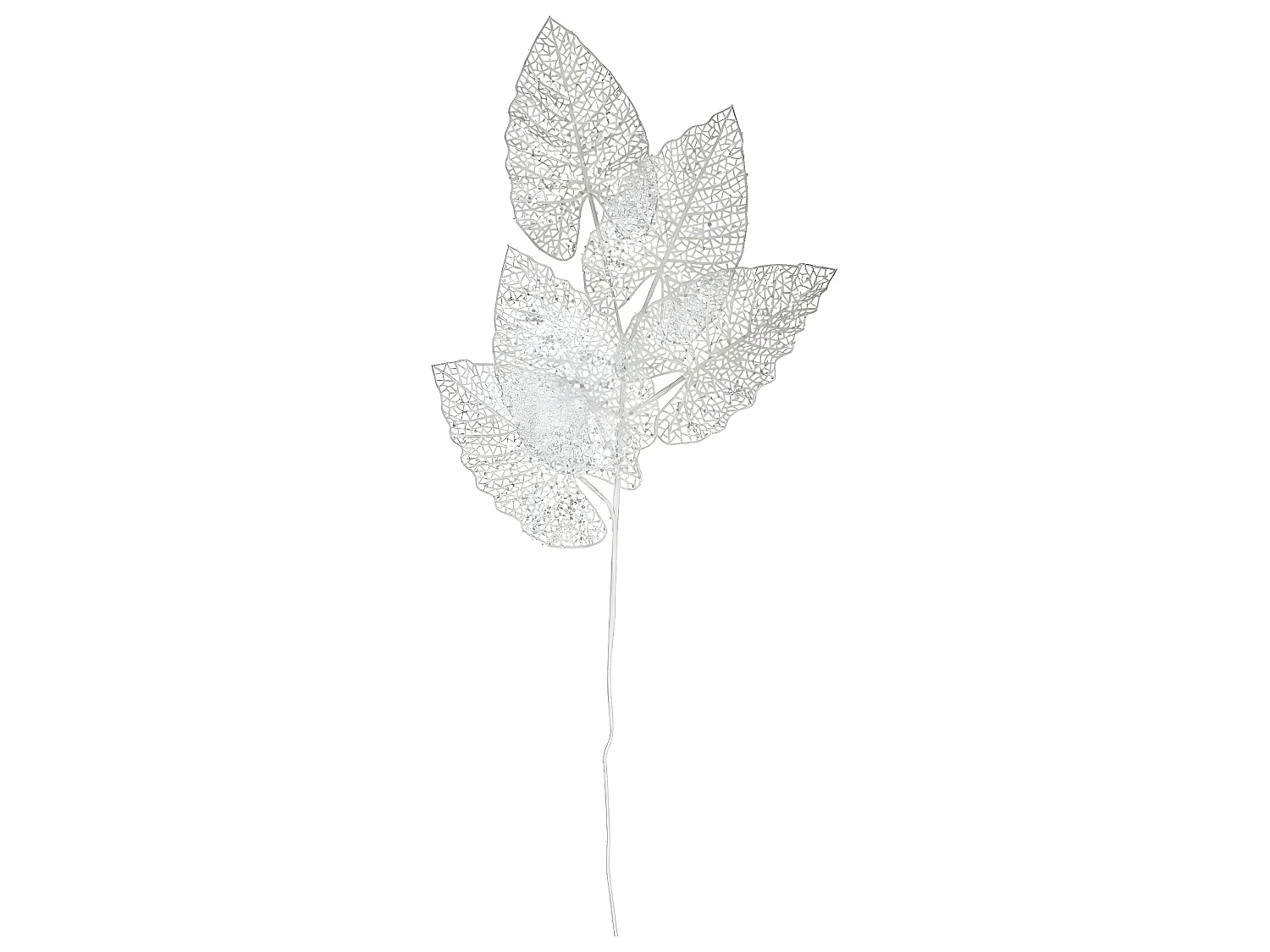 Branche de 5 Feuilles Déco "Souffle Polaire" 84cm Blanc