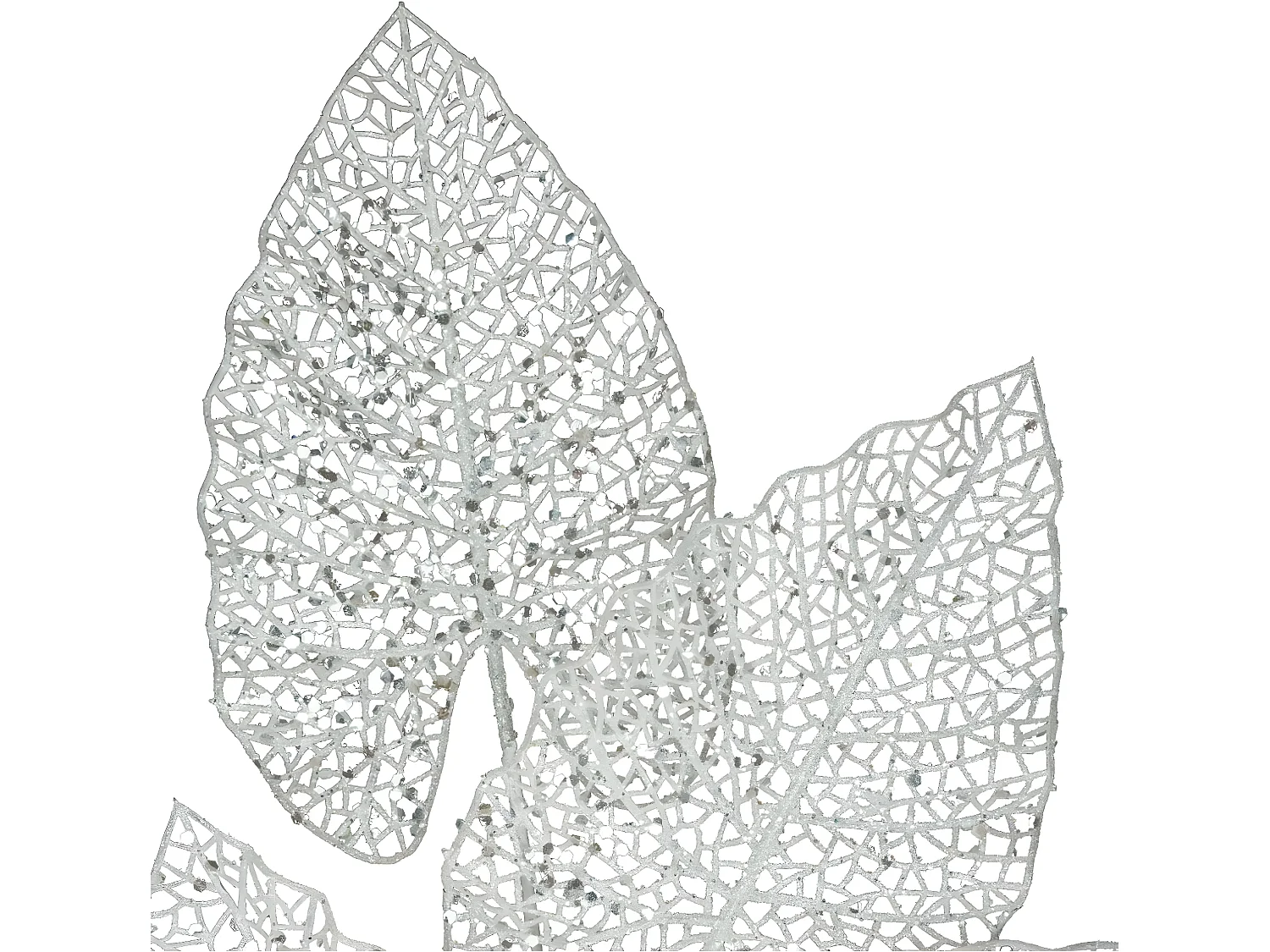 Branche de 5 Feuilles Déco "Souffle Polaire" 84cm Blanc