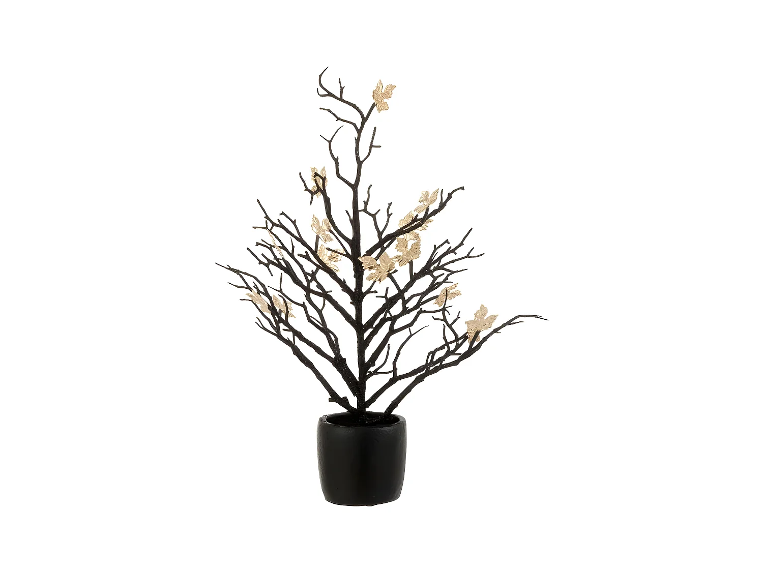 Plante Artificielle "Arbre & Feuilles" 44cm Noir & Or