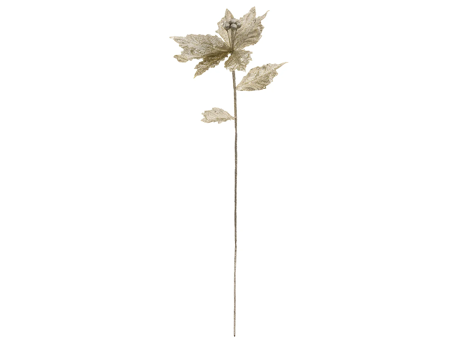 Branche de Poinsettia "Manoir d'Hiver" 75cm Or