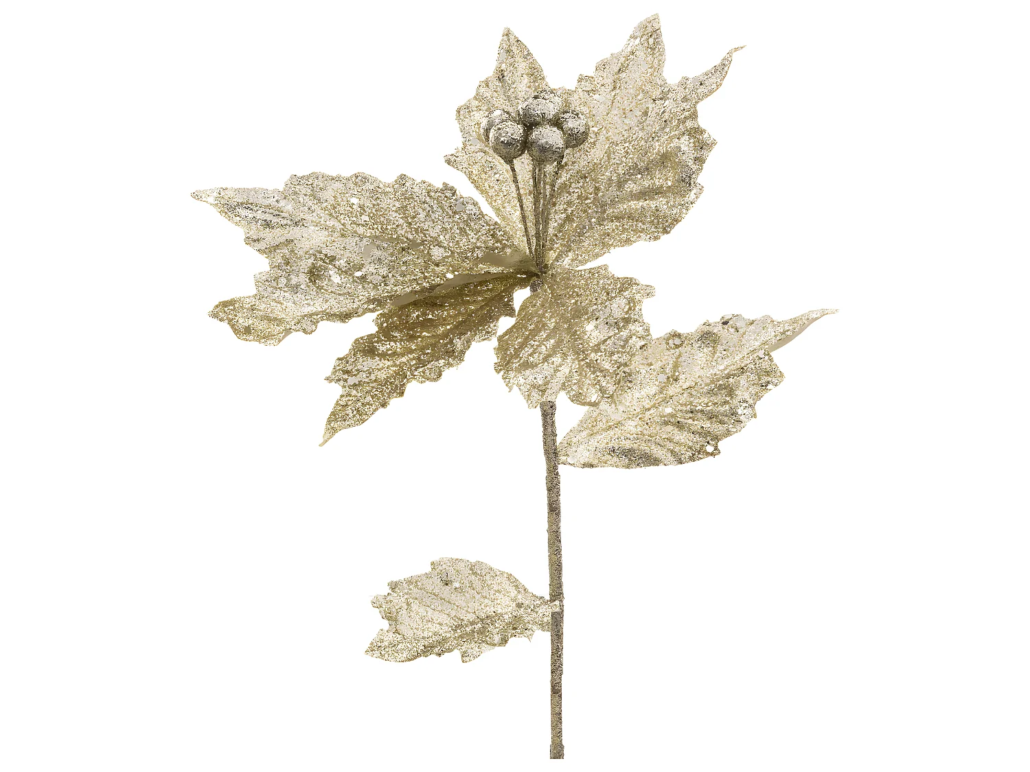 Branche de Poinsettia "Manoir d'Hiver" 75cm Or