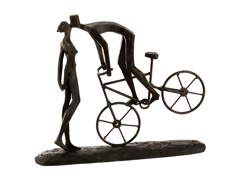 Statuette Déco "Couple sur Vélo" 36cm Marron