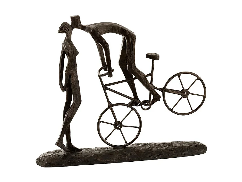 Statuette Déco "Couple sur Vélo" 36cm Marron