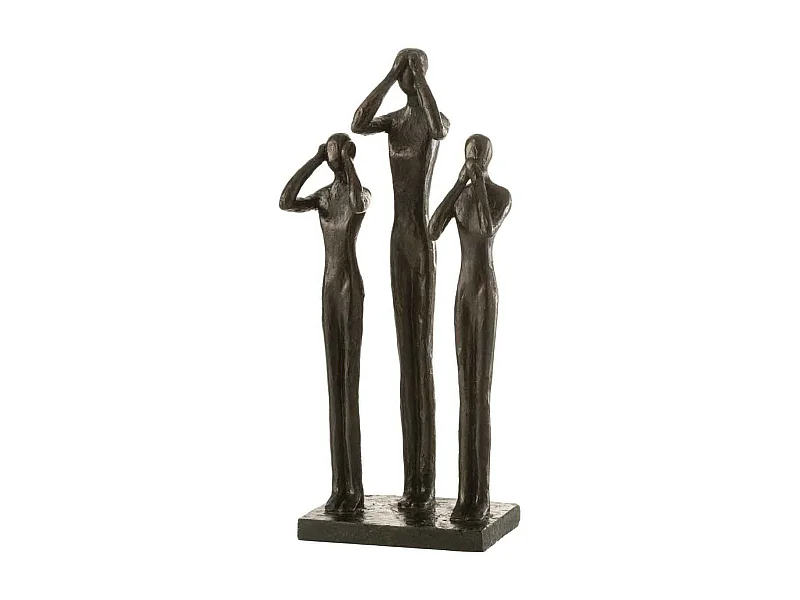 Statuette Déco "3 Personnes Debout" 41cm Marron