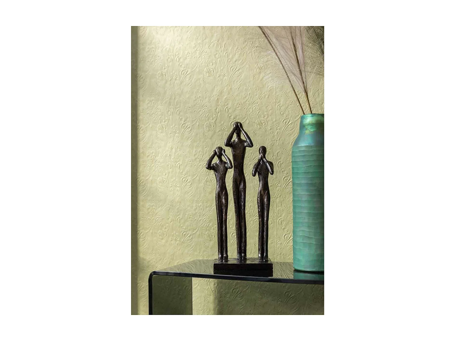 Statuette Déco "3 Personnes Debout" 41cm Marron