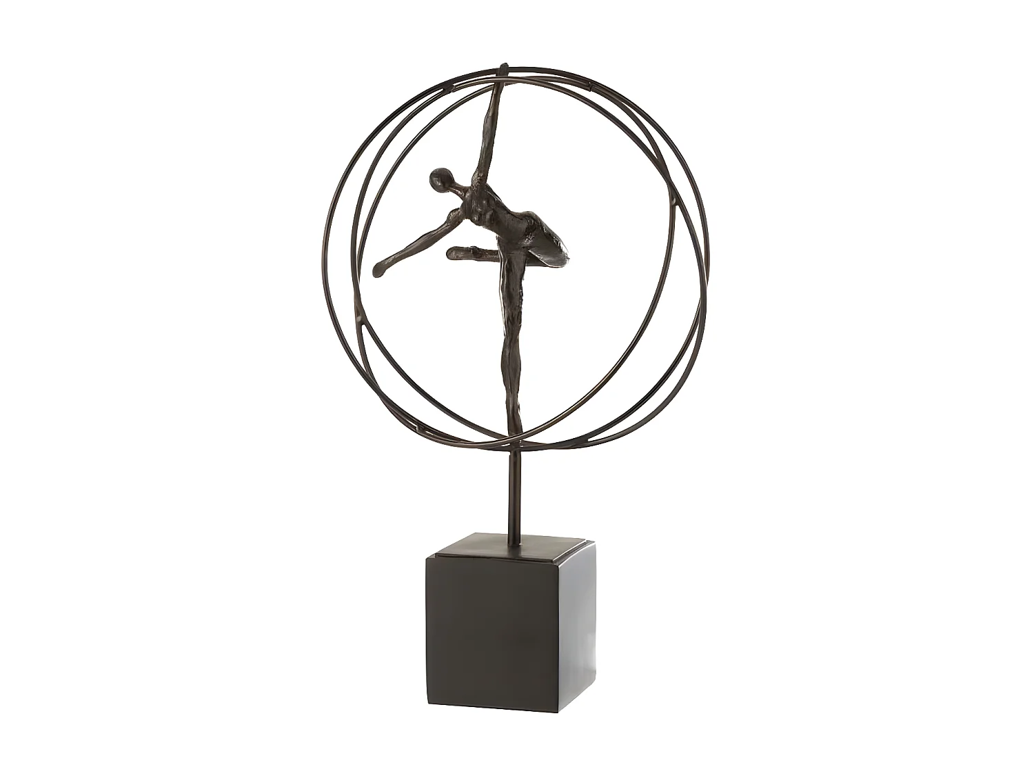 Gymnaste Sur Socle "Cercle" 47cm Marron
