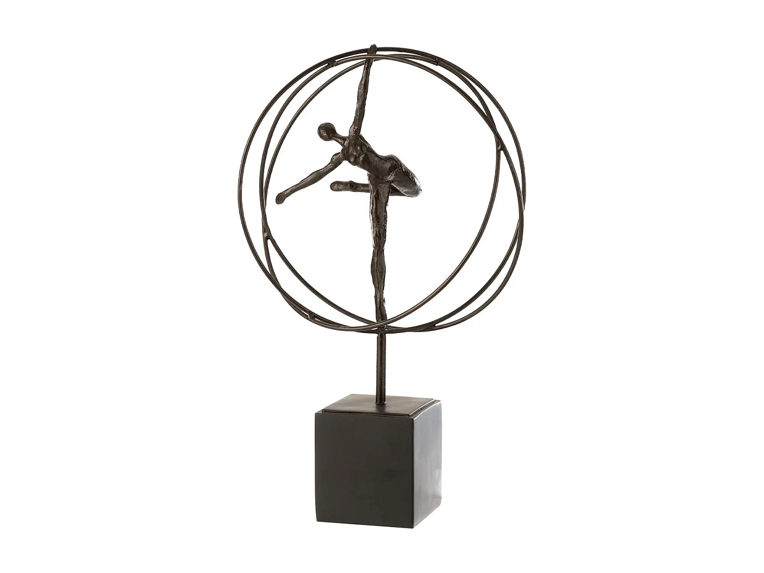 Gymnaste Sur Socle "Cercle" 47cm Marron