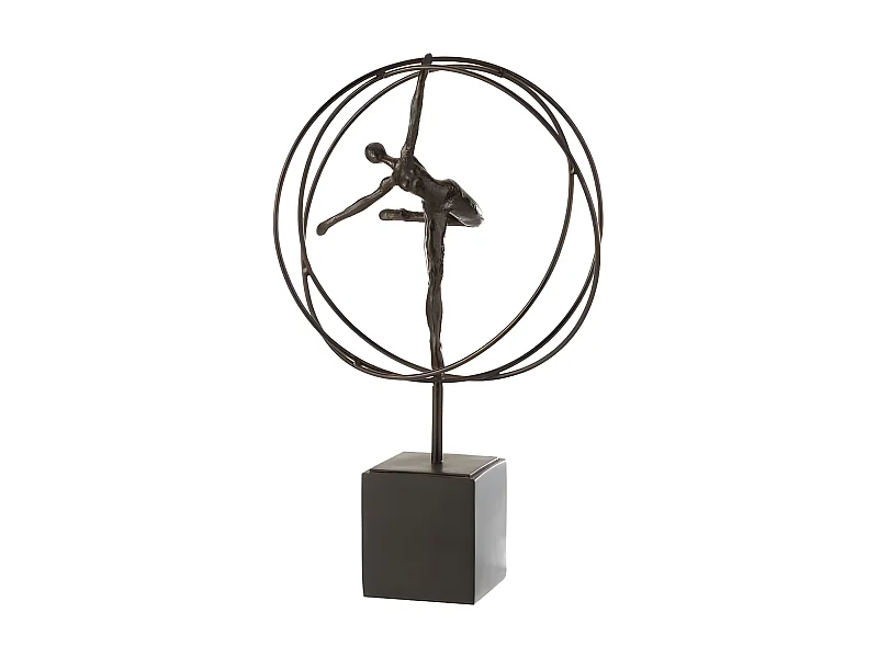 Gymnaste Sur Socle "Cercle" 47cm Marron