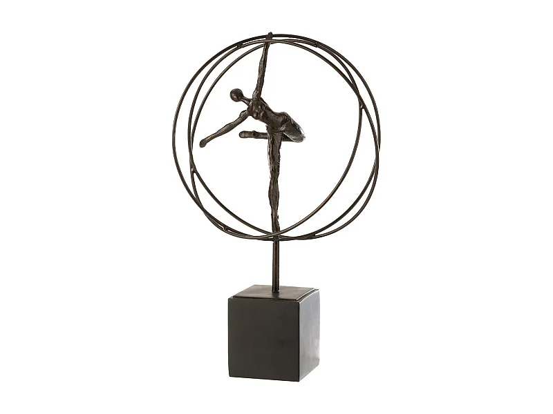 Gymnaste Sur Socle "Cercle" 47cm Marron