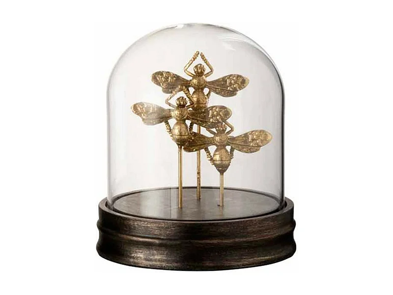 Cloche Déco en Verre "Papillon" 19cm Or