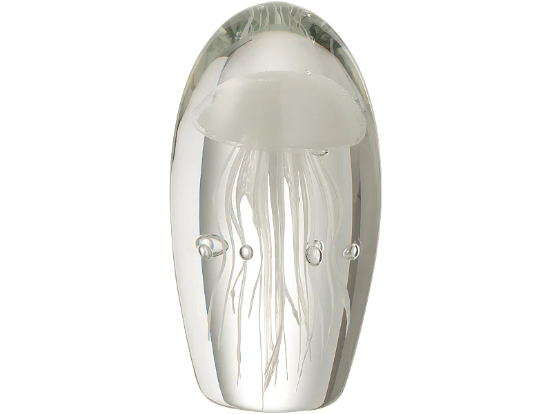 Presse-Papier en Verre "Grande Méduse" 16cm Blanc