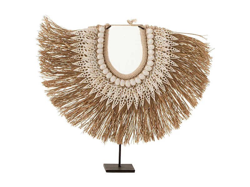 Collier Déco en Bois "Dora" 35cm Naturel & Blanc