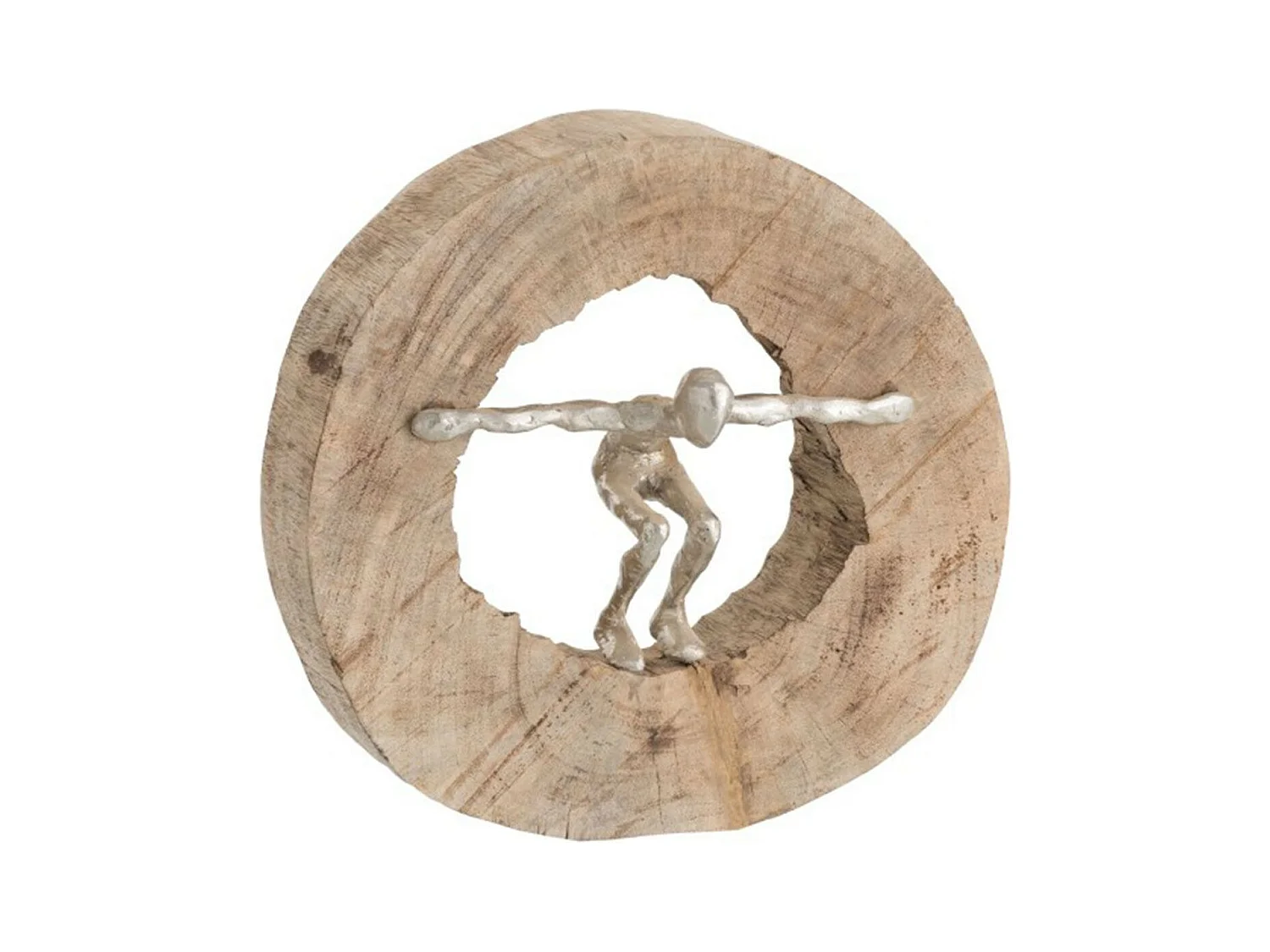 Statuette Déco "Saut" 29cm Naturel & Argent