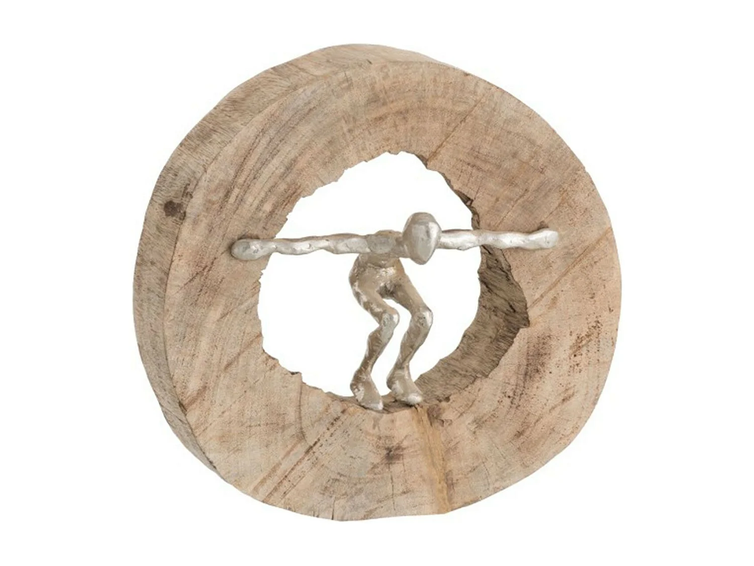 Statuette Déco "Saut" 29cm Naturel & Argent