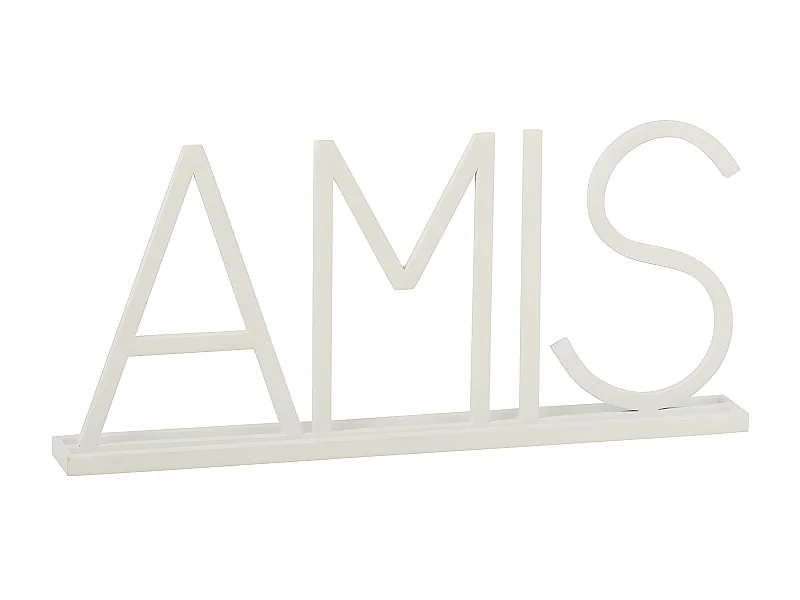 Mot Déco en Métal "Amis" 48cm Blanc