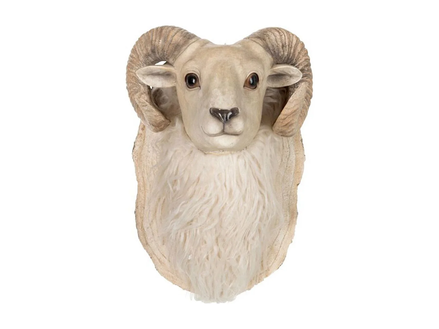 Trophée Mural Design "Tête de Chèvre" 36cm Beige