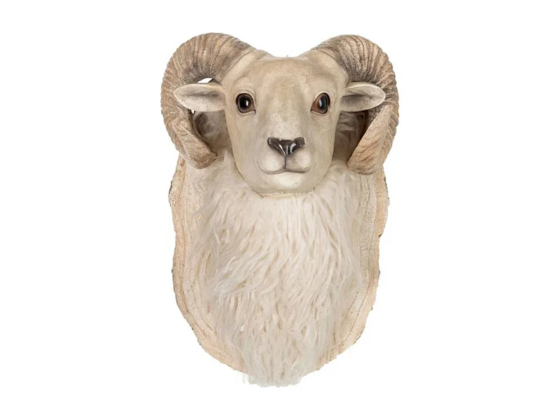 Trophée Mural Design "Tête de Chèvre" 36cm Beige