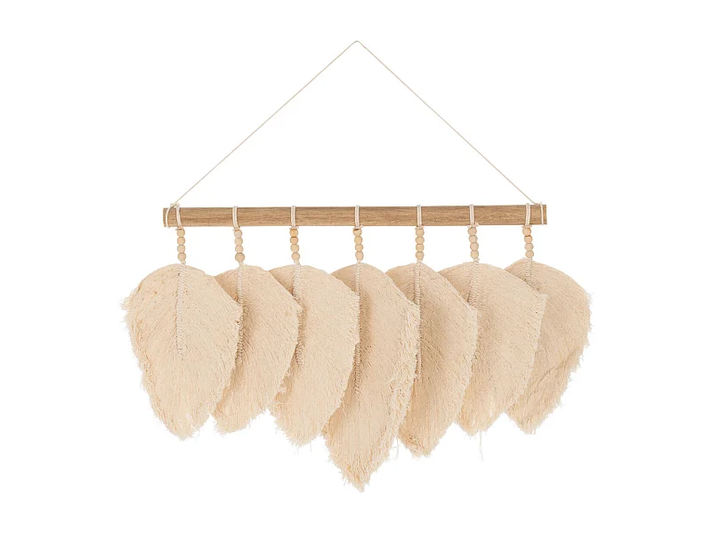 Décoration Murale "7 Plumes Coton" 40cm Naturel
