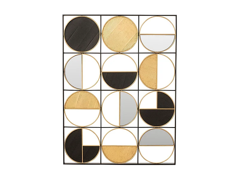 Décoration Murale en Métal "Ronds" 101cm Or & Noir