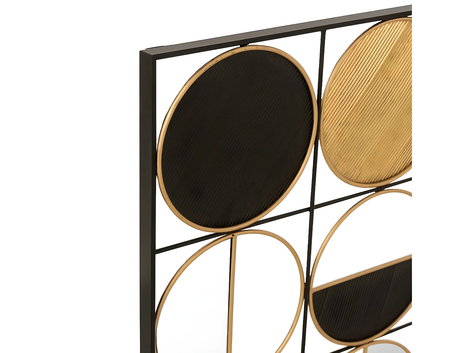 Décoration Murale en Métal "Ronds" 101cm Or & Noir