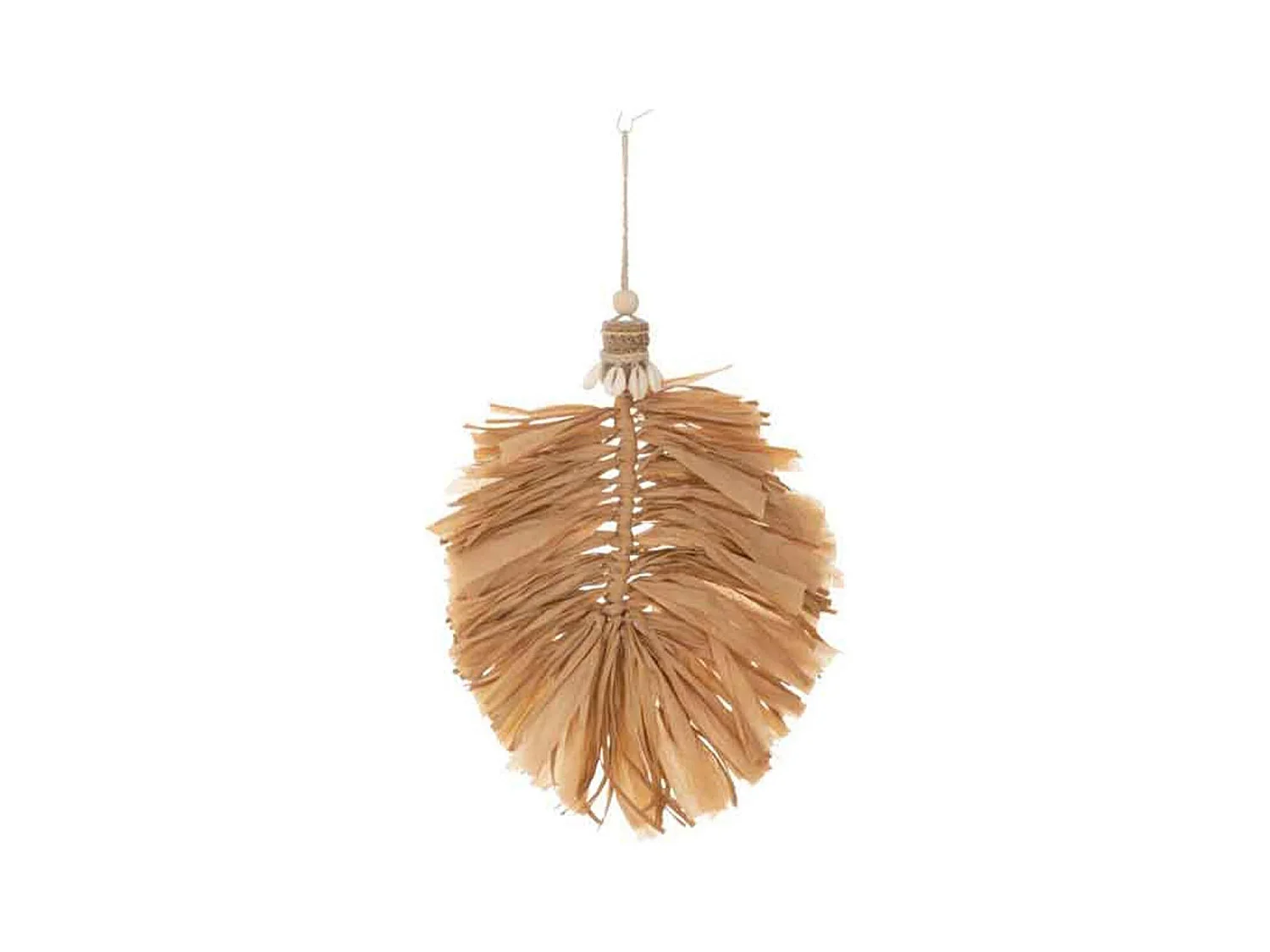 Pendentif Mural en Raphia "Feuilles" 42cm Naturel