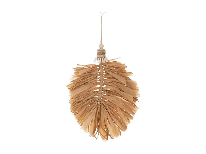 Pendentif Mural en Raphia "Feuilles" 42cm Naturel