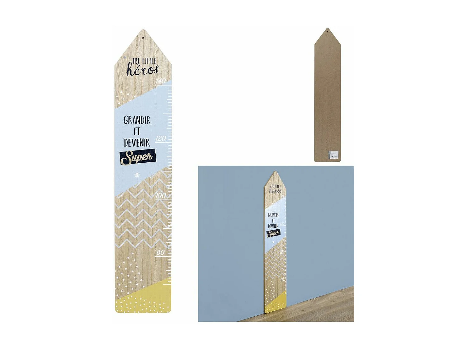 Décoration Murale Enfant "Toise Garçon" 100cm Bleu